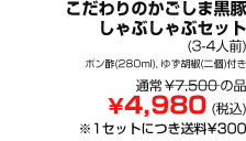 こだわりのかごしま黒豚しゃぶしゃぶセット 通常 ¥7,500 の品を ¥4,980 (税込)