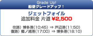船便グレードアップ! - ジェットフォイル … 追加料金片道 ¥2,500